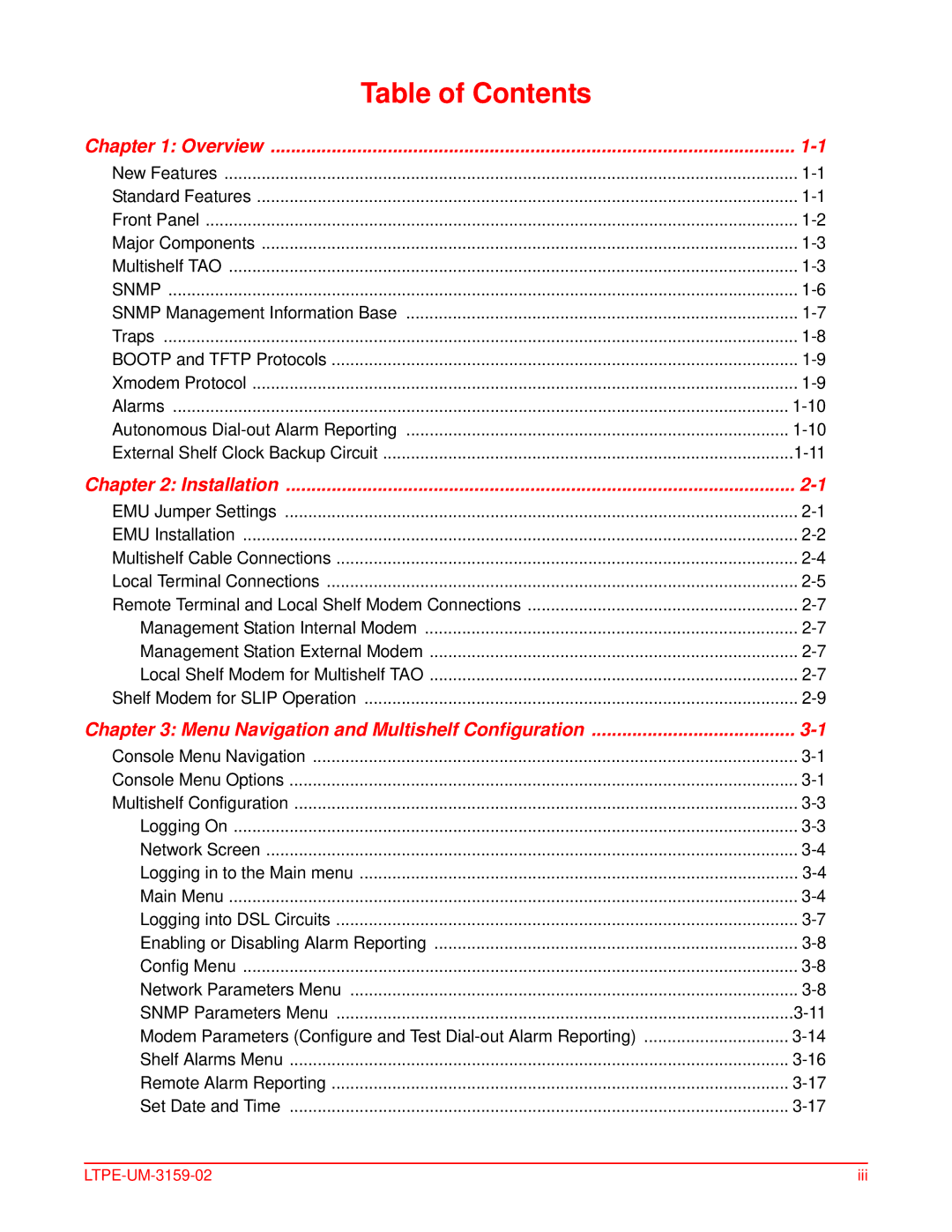 ADC EMU-830 user manual Table of Contents 