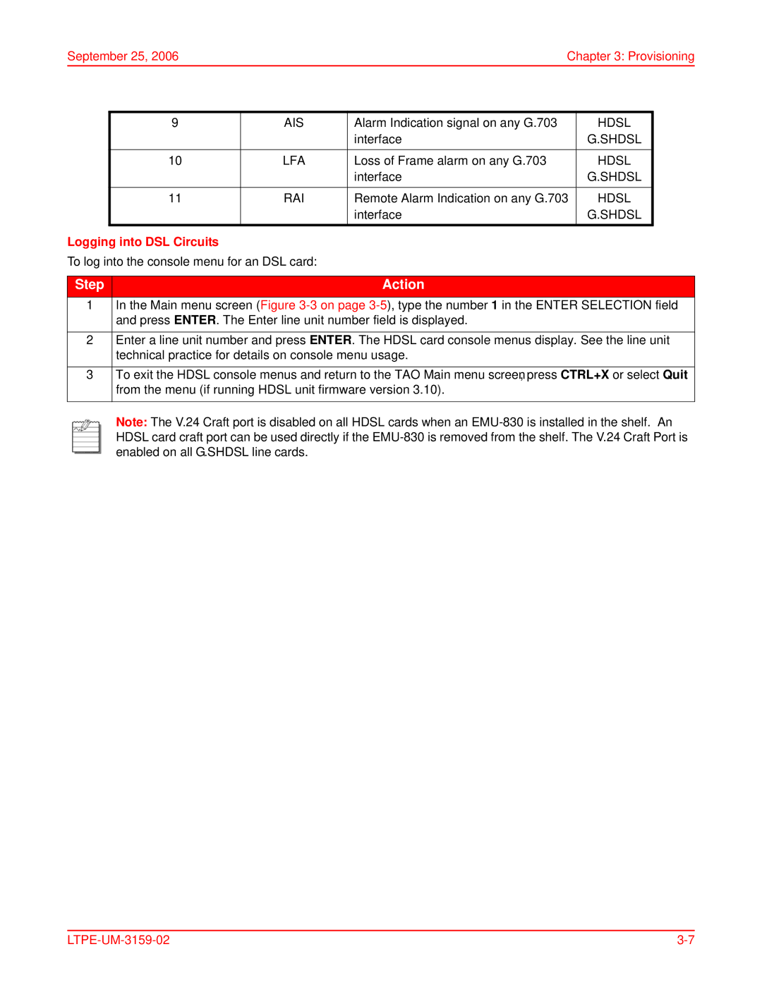 ADC EMU-830 user manual Logging into DSL Circuits 