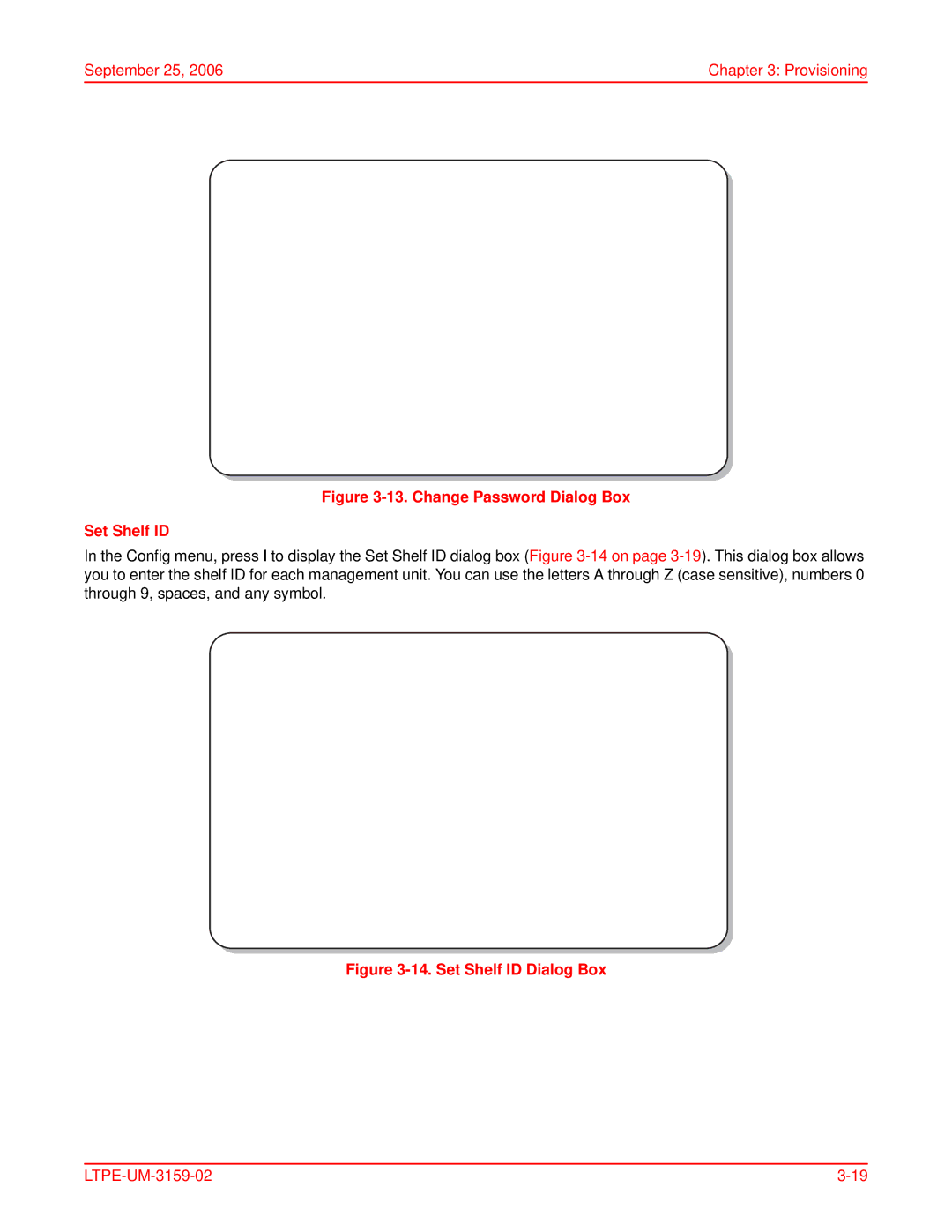 ADC EMU-830 user manual Change Password Dialog Box Set Shelf ID 