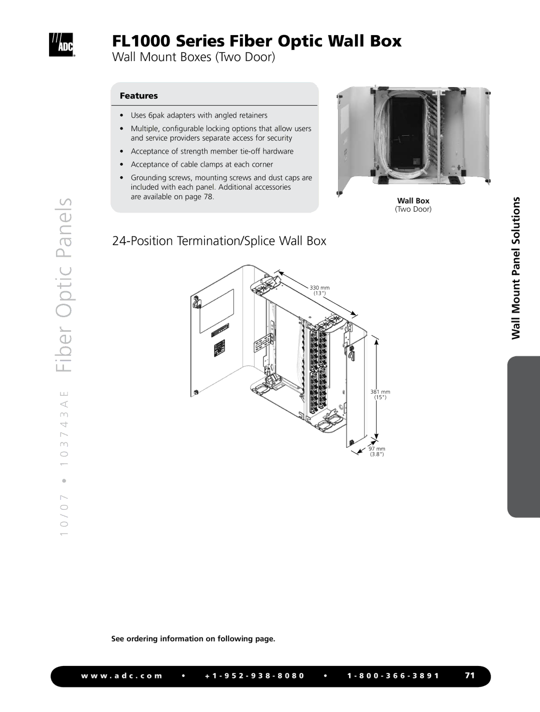 ADC FL1000 Series manual Wall Mount Boxes Two Door 