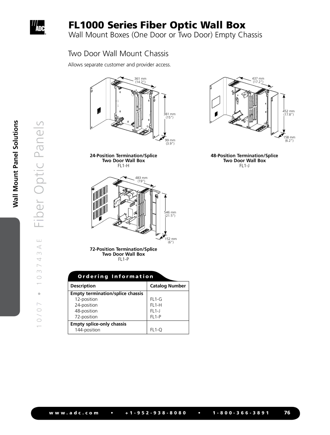 ADC FL1000 Series manual Panels, Two Door Wall Mount Chassis 