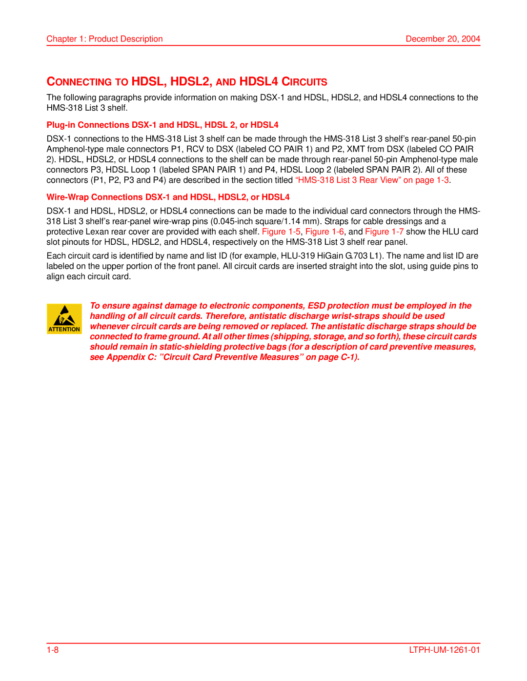 ADC LTPH-UM-1261-01 Connecting to HDSL, HDSL2, and HDSL4 Circuits, Plug-in Connections DSX-1 and HDSL, Hdsl 2, or HDSL4 