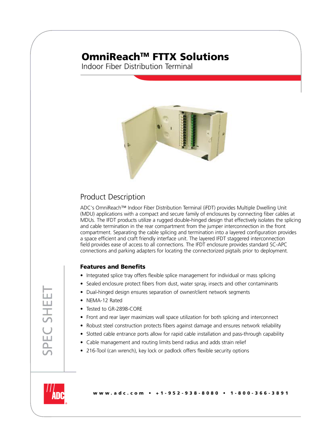 ADC Indoor Fiber Distribution Terminal manual Product Description 