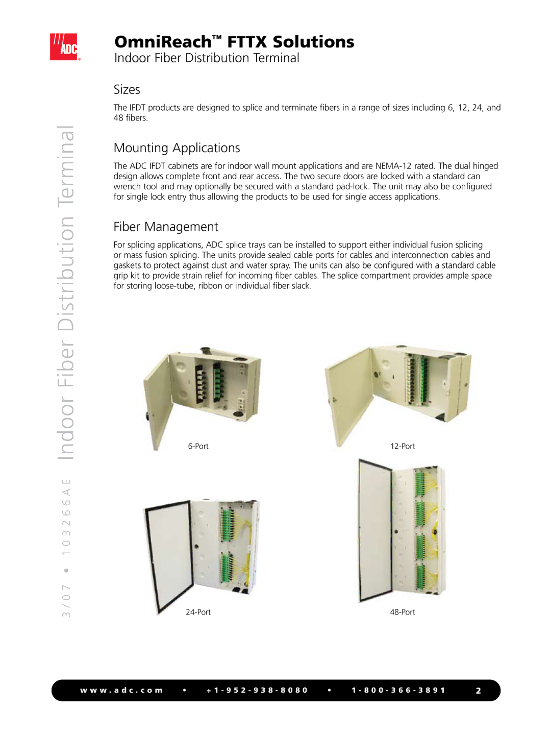 ADC 7 1 0 3 2 6 6 a E Indoor Fiber Distribution Terminal, Indoor Fiber Distribution Terminal Sizes, Fiber Management 