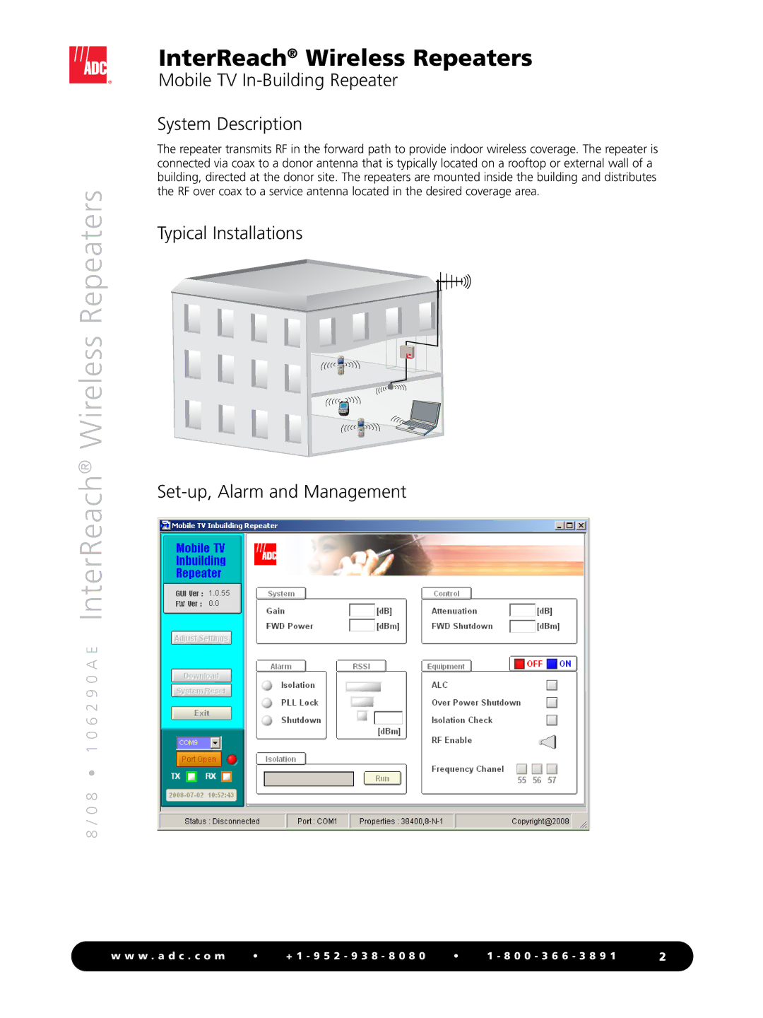 ADC manual 8 1 0 6 2 9 0 a E InterReach Wireless Repeaters, Mobile TV In-Building Repeater System Description 