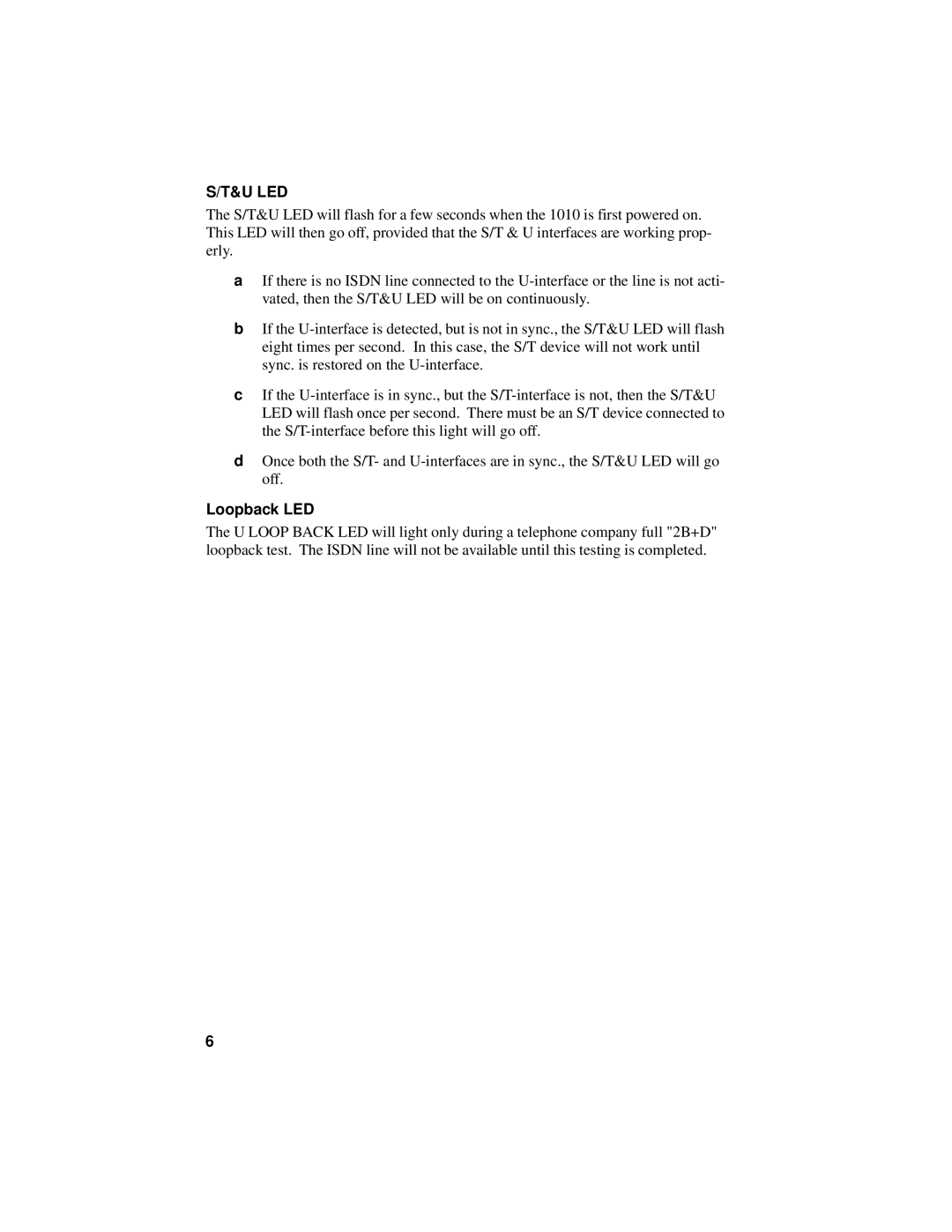 ADC ISDN NT11010 manual U Led, Loopback LED 