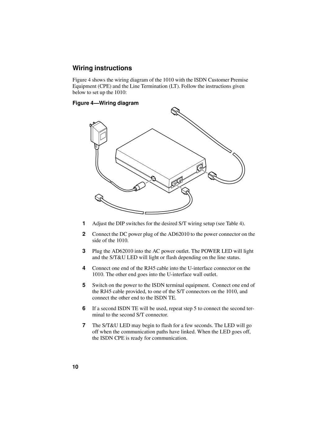 ADC ISDN NT11010 manual Wiring instructions, Wiring diagram 