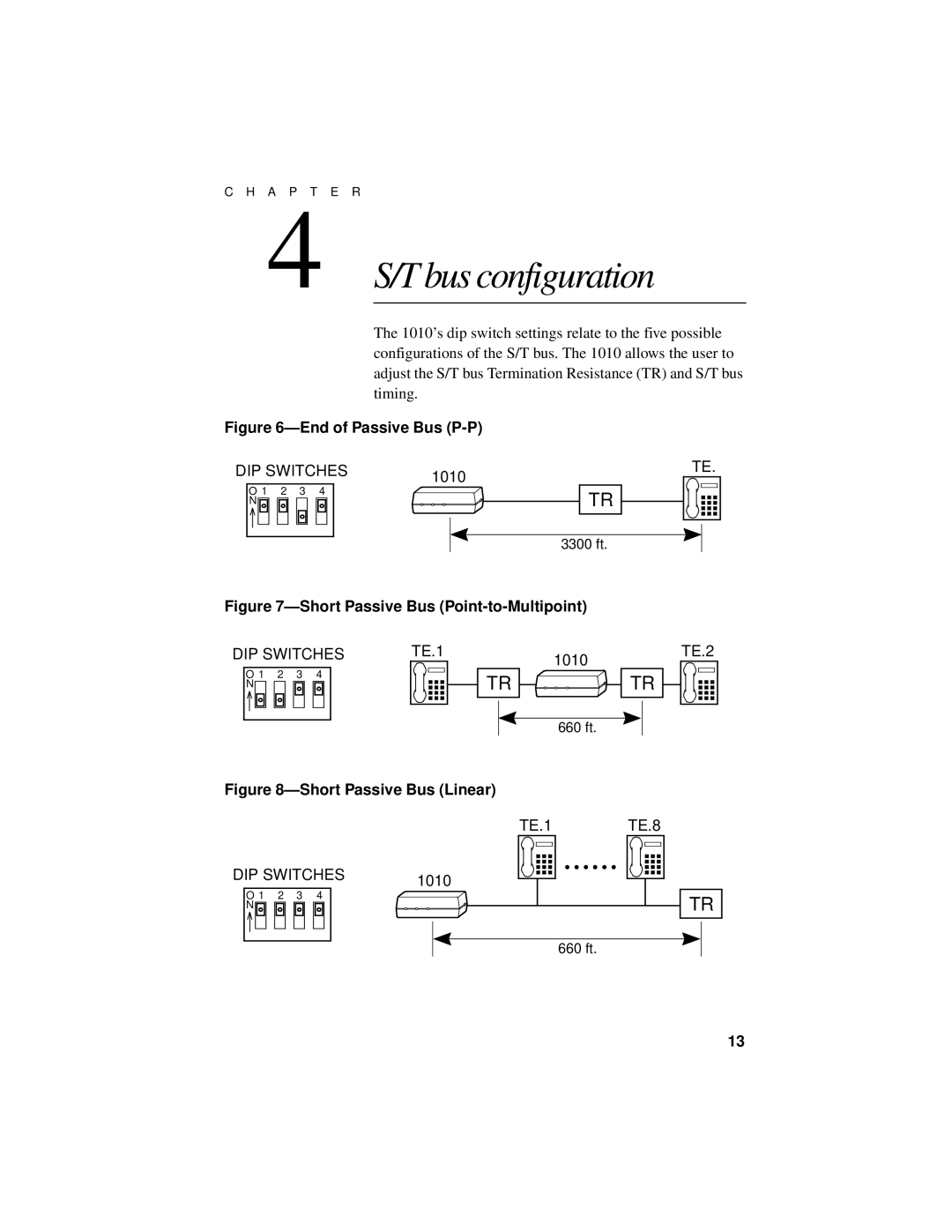 ADC ISDN NT11010 manual T bus configuration, End of Passive Bus P-P 