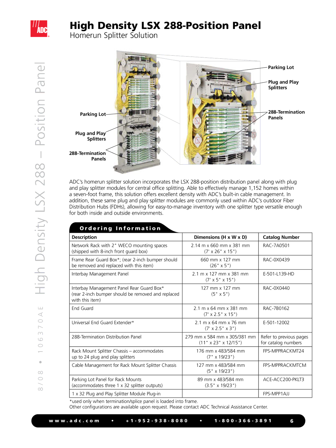 ADC LSX 288 manual Homerun Splitter Solution, Parking Lot Plug and Play Splitters Termination Panels 