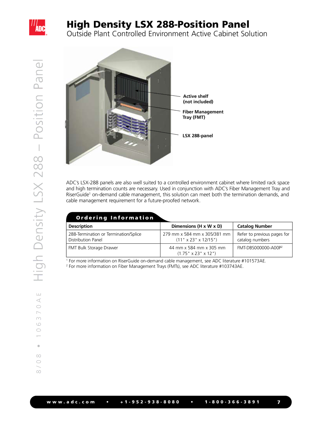 ADC LSX 288 manual Outside Plant Controlled Environment Active Cabinet Solution 