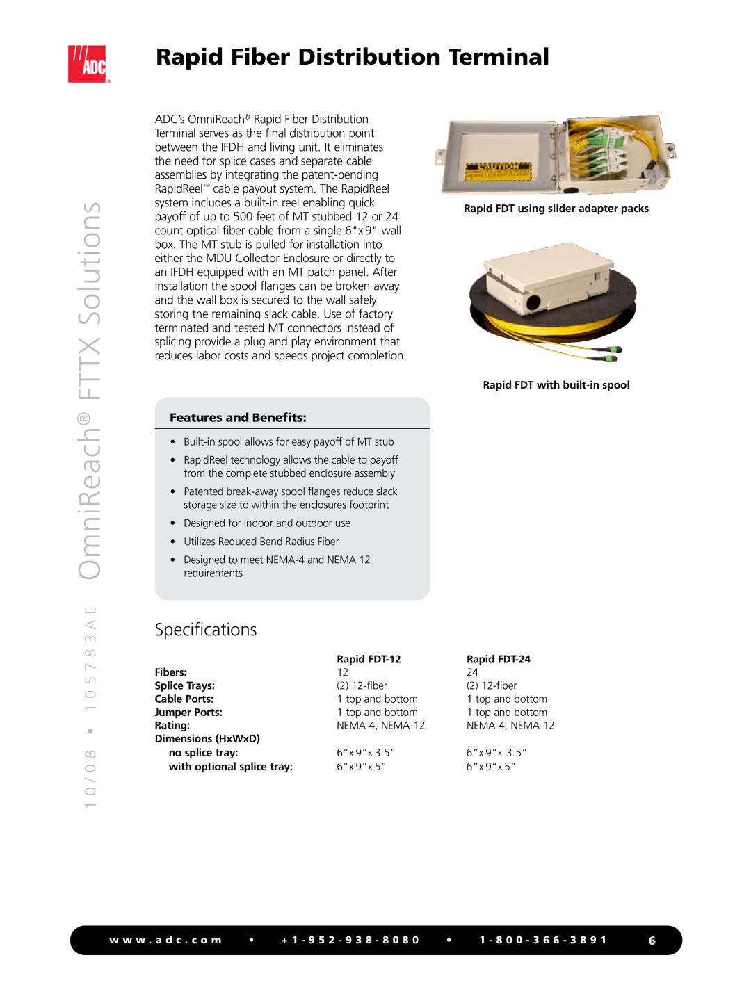 ADC MDU Rapid Fiber System manual Rapid Fiber Distribution Terminal 