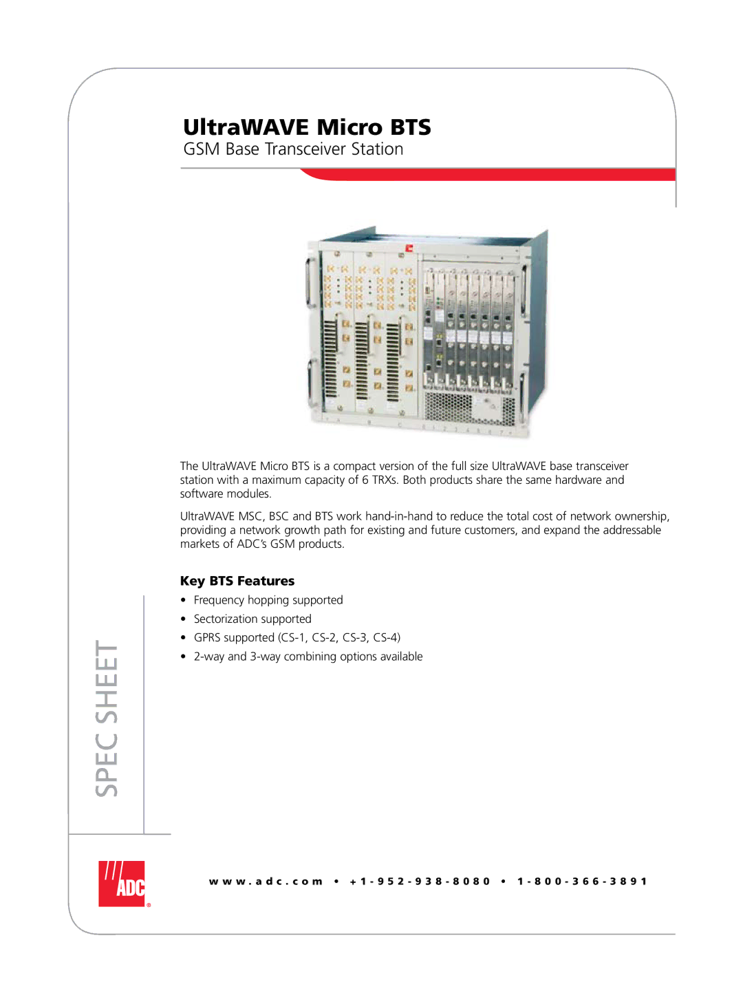 ADC Micro BTS manual Spec Sheet 