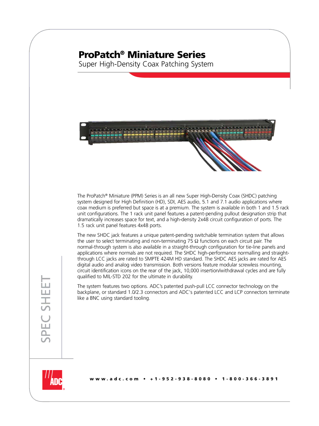 ADC Miniature Series manual Spec Sheet 