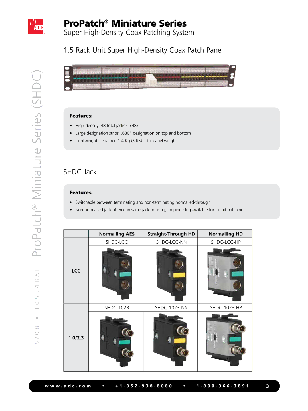 ADC Miniature Series manual Shdc Jack 