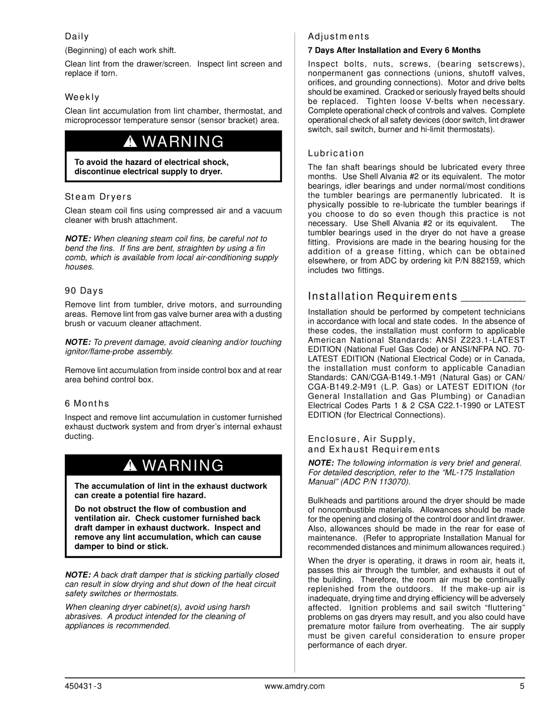 ADC ML-175, ML-190 service manual Installation Requirements 