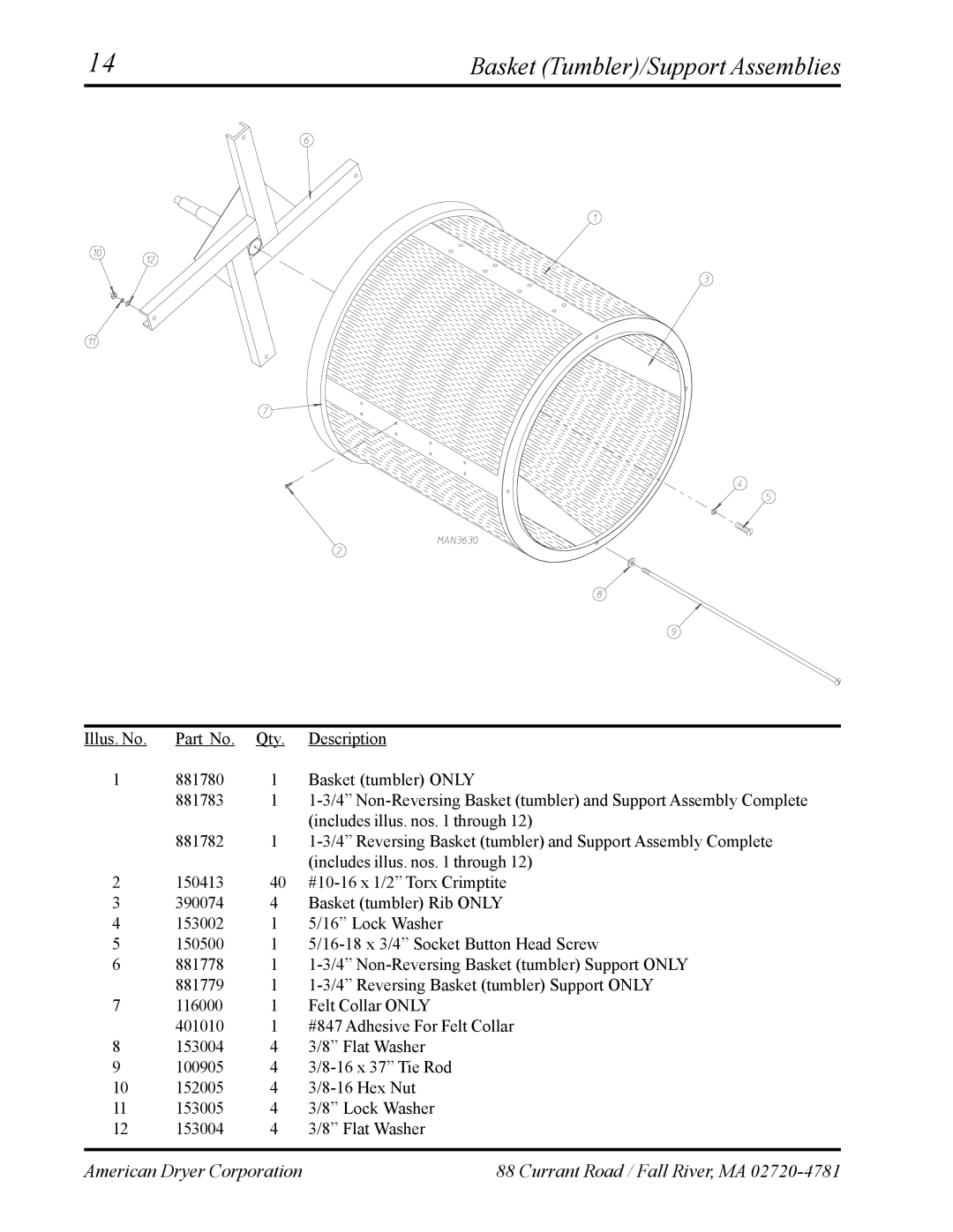 ADC ML-75 manual Basket Tumbler/Support Assemblies 