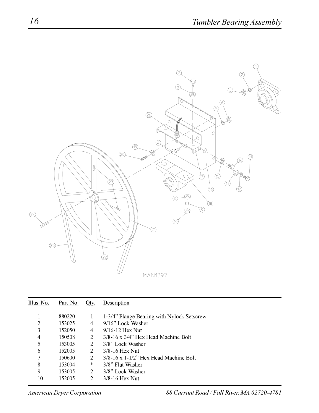 ADC ML-75 manual Tumbler Bearing Assembly 