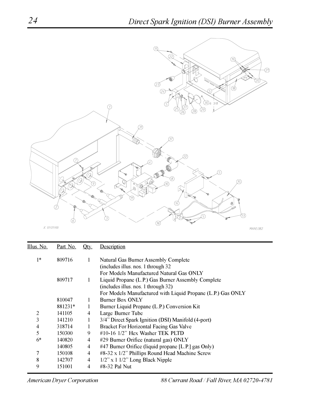 ADC ML-75 manual Direct Spark Ignition DSI Burner Assembly 