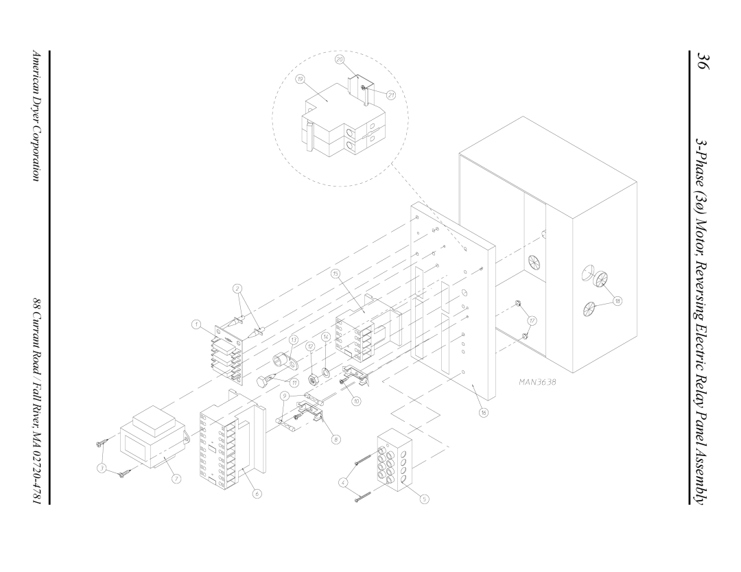 ADC ML-75 manual Phase 3ø Motor, Reversing Electric Relay Panel Assembly 