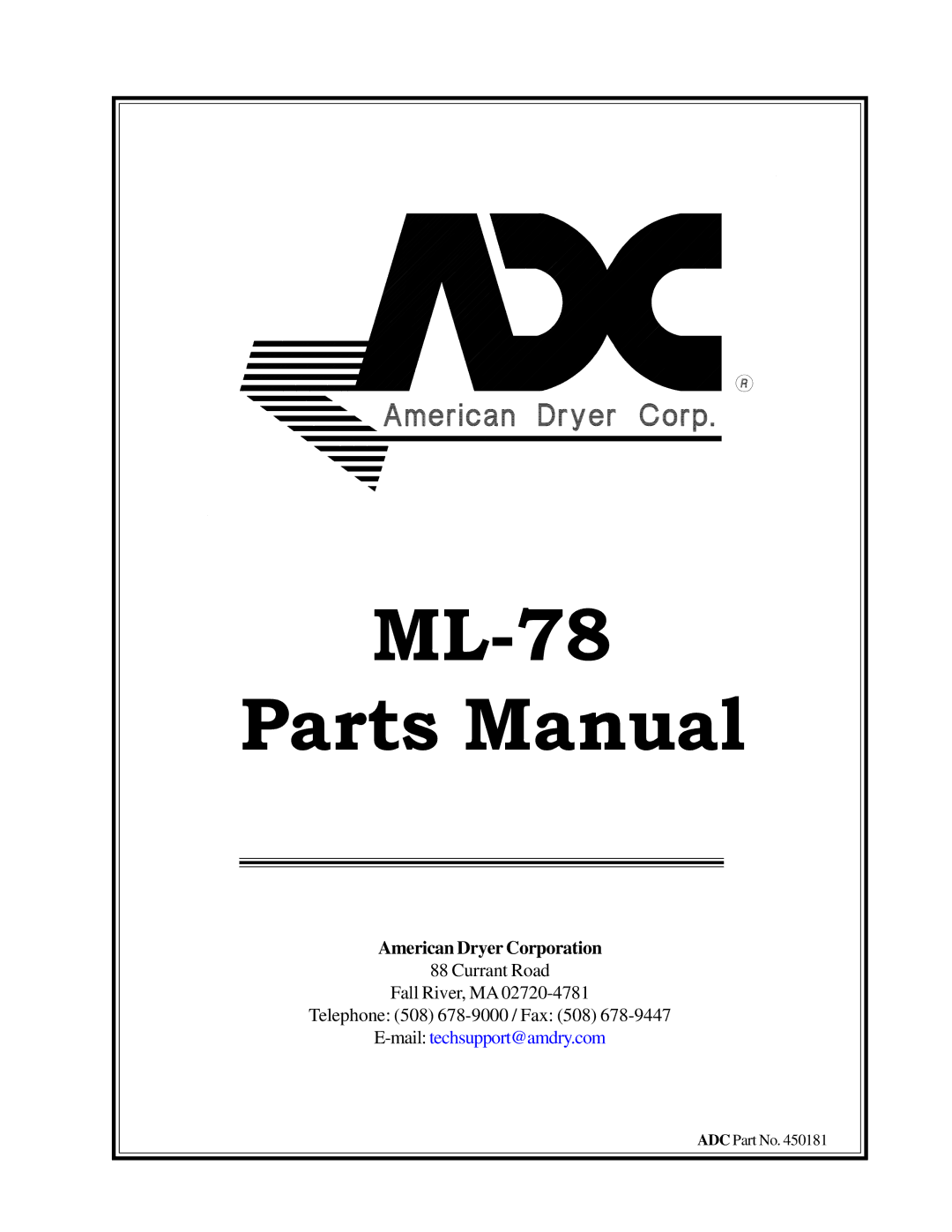 ADC manual ML-78 Parts Manual 