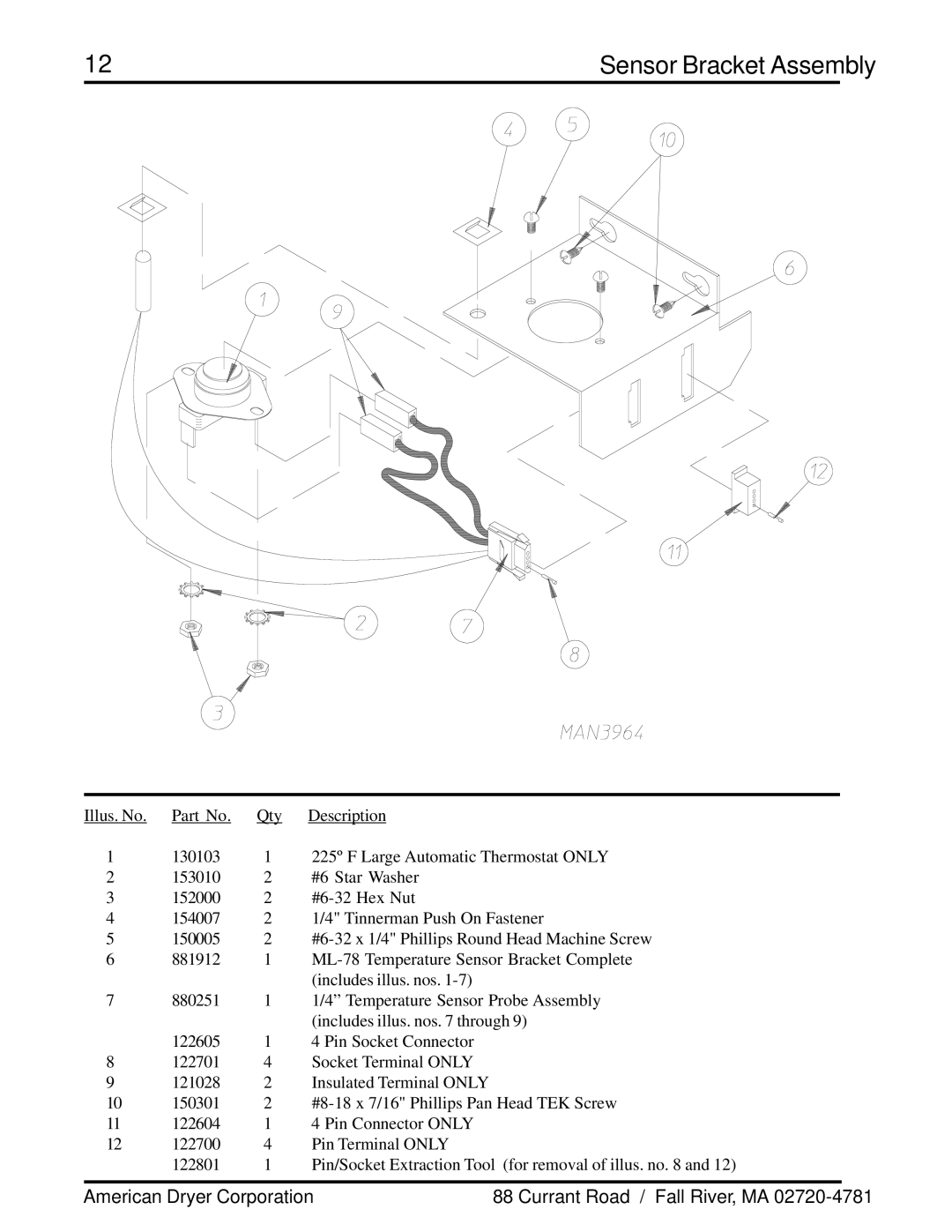 ADC ML-78 manual Sensor Bracket Assembly 