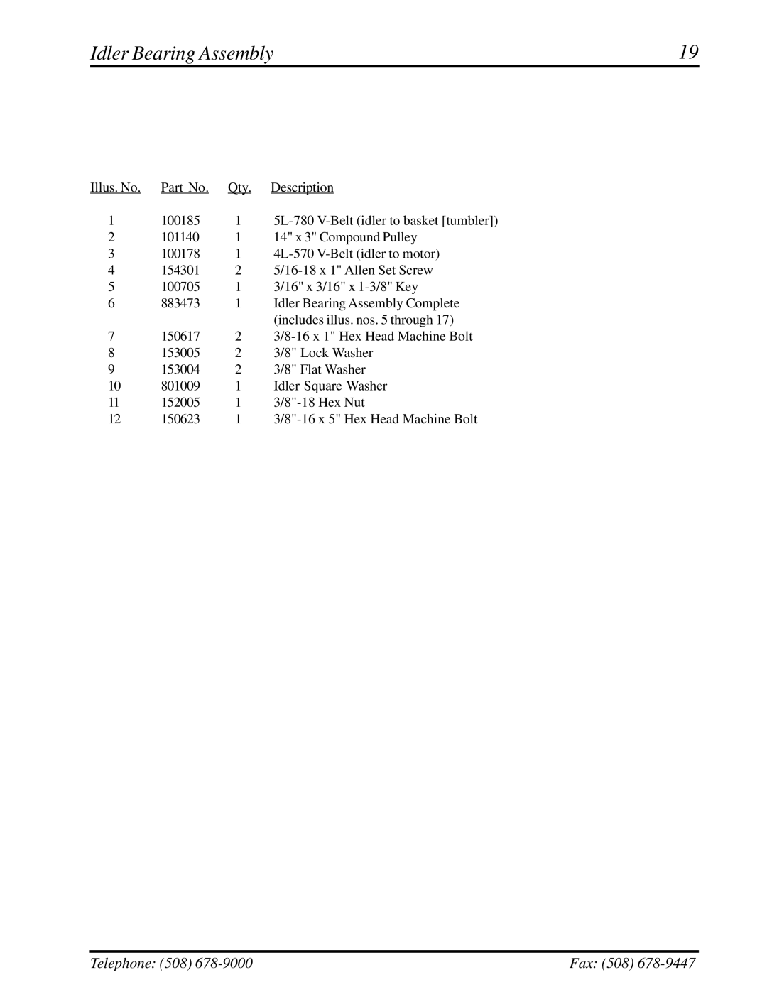 ADC ML-78 manual Idler Bearing Assembly 