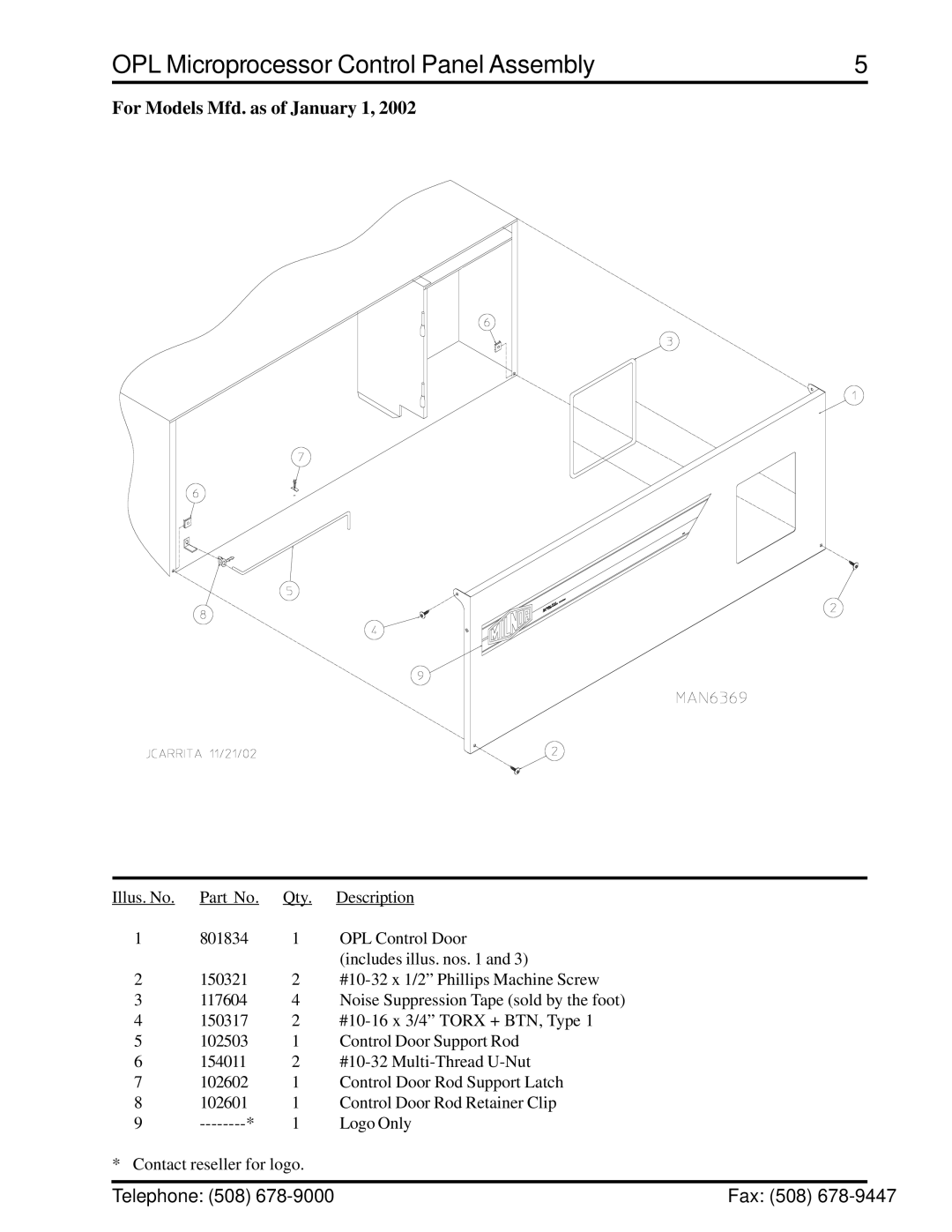 ADC ML-78 manual OPL Microprocessor Control Panel Assembly, For Models Mfd. as of January 1 