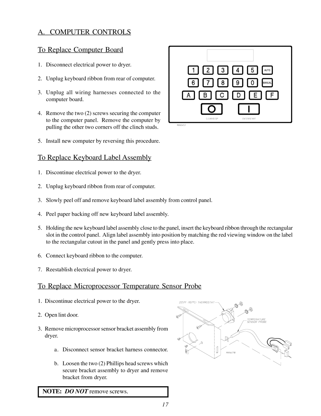 ADC ML-82 service manual Computer Controls, To Replace Computer Board, To Replace Keyboard Label Assembly 