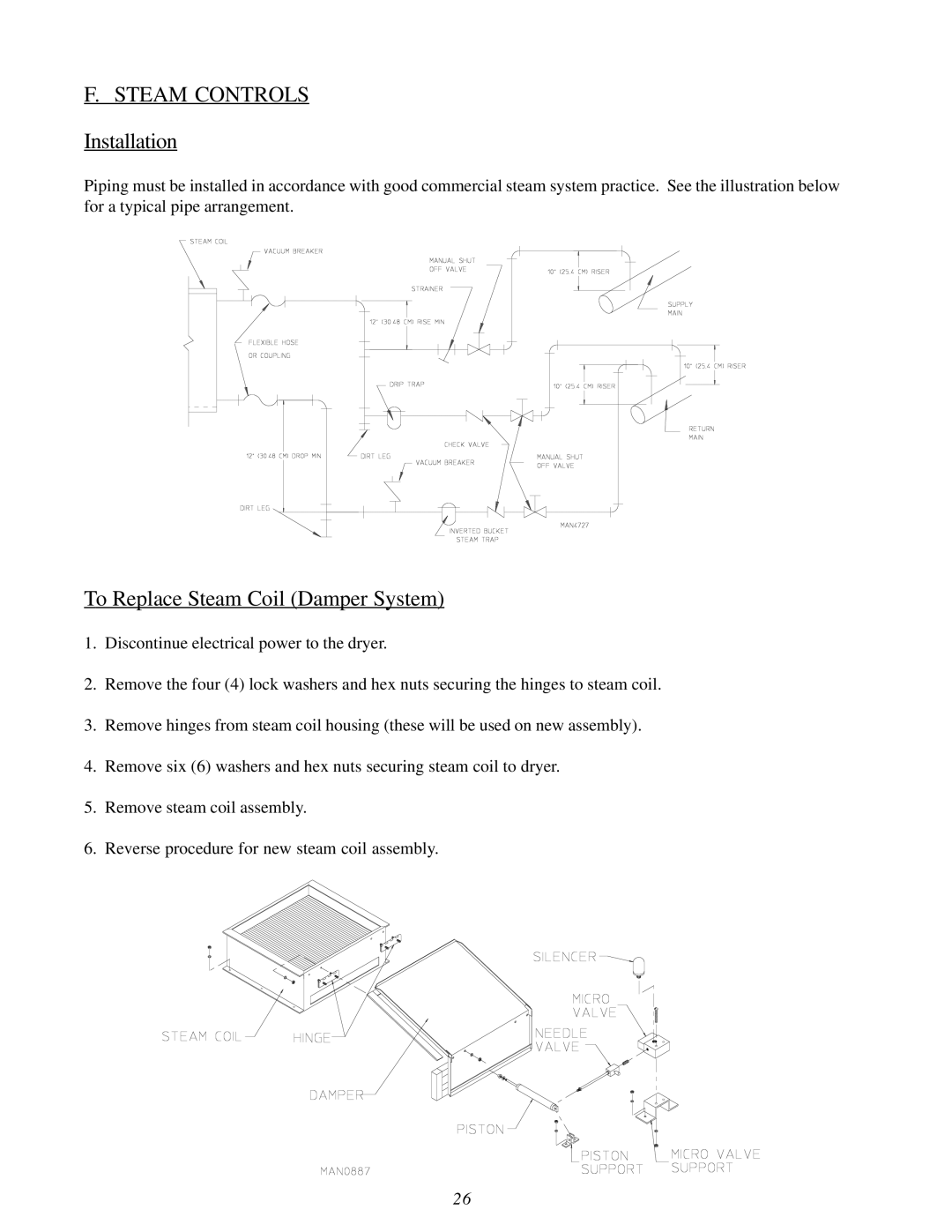 ADC ML-82 service manual Steam Controls Installation, To Replace Steam Coil Damper System 