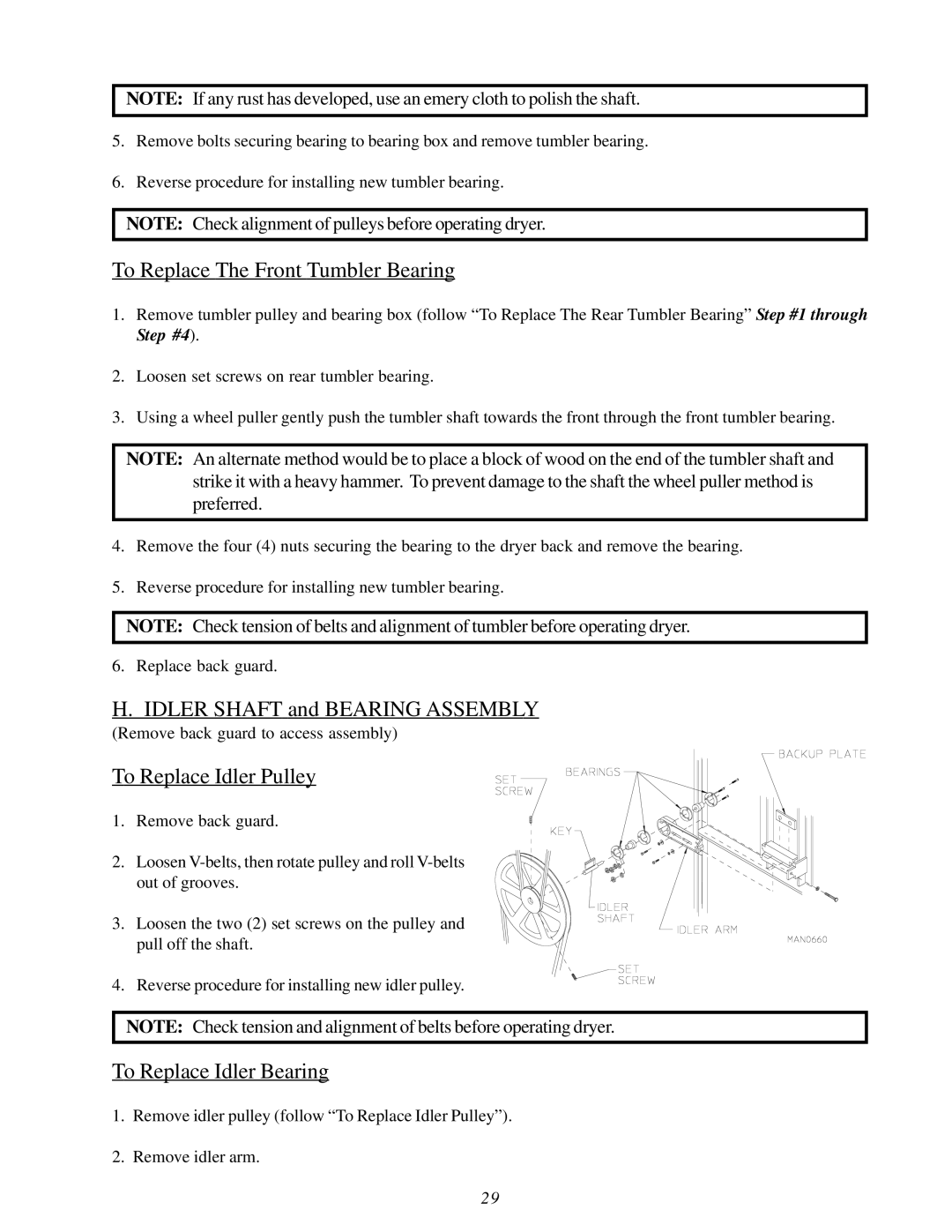 ADC ML-82 service manual To Replace The Front Tumbler Bearing, Idler Shaft and Bearing Assembly, To Replace Idler Pulley 