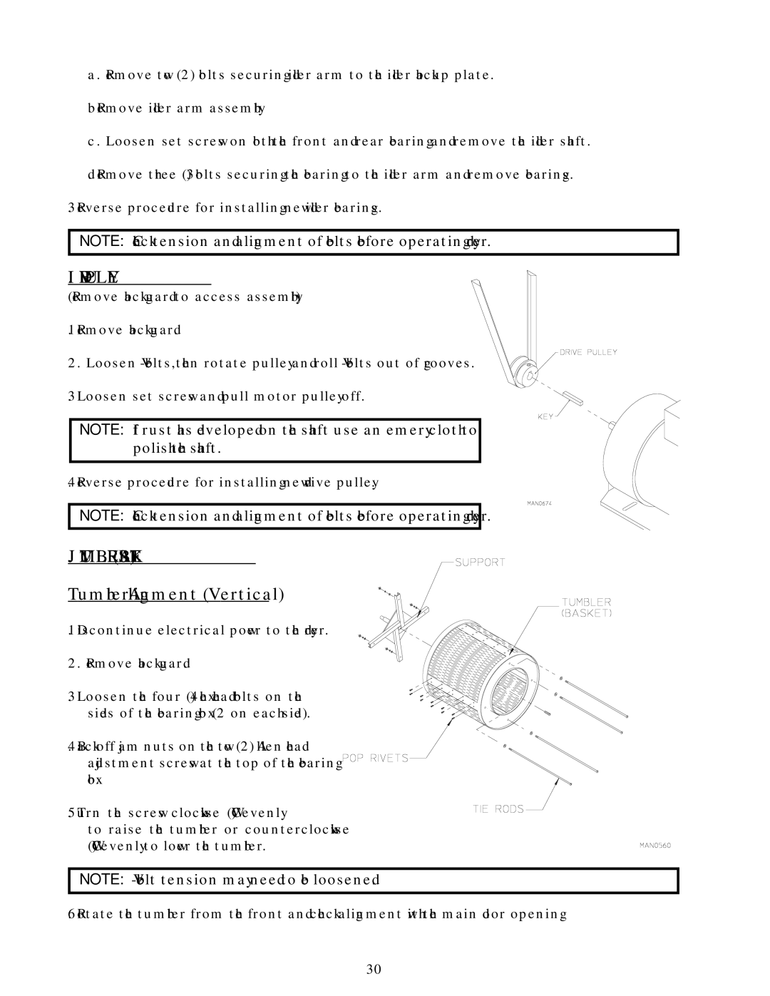 ADC ML-82 service manual Drive Pulley, Tumbler Basket, Tumbler Alignment Vertical 