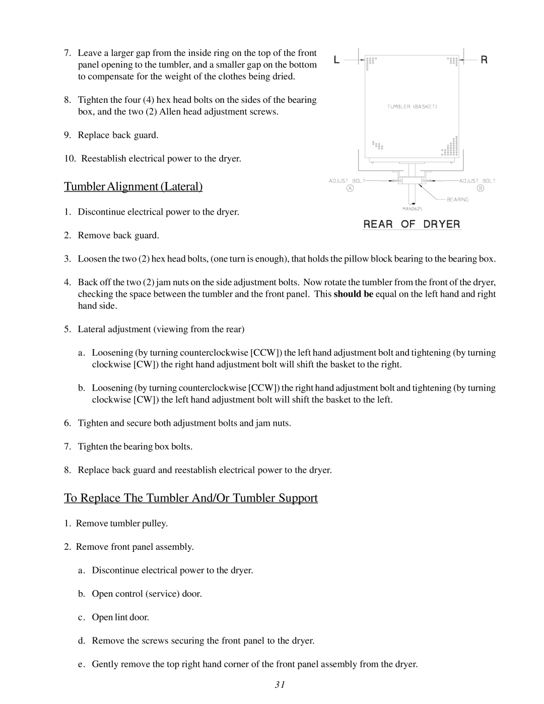 ADC ML-82 service manual Tumbler Alignment Lateral, To Replace The Tumbler And/Or Tumbler Support 