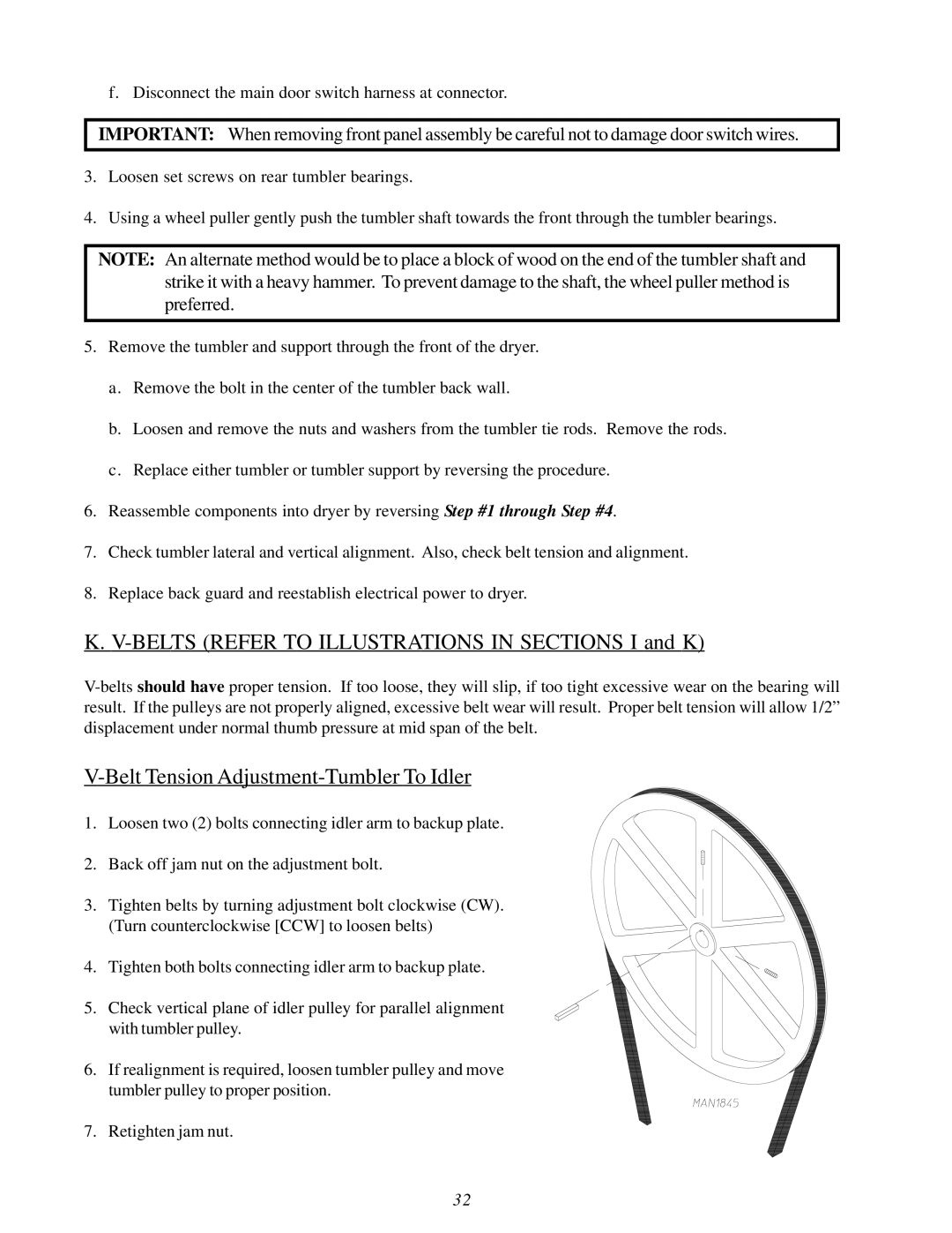 ADC ML-82 service manual Belts Refer to Illustrations in Sections I and K, Belt Tension Adjustment-Tumbler To Idler 