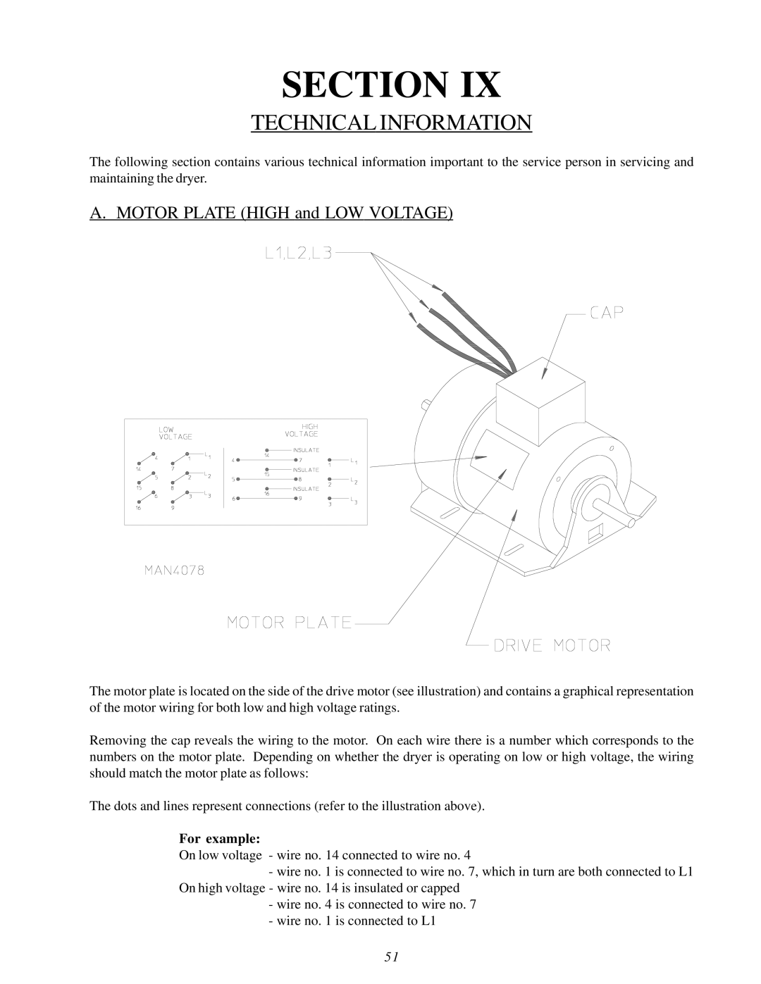 ADC ML-82 service manual Technical Information, Motor Plate High and LOW Voltage, For example 