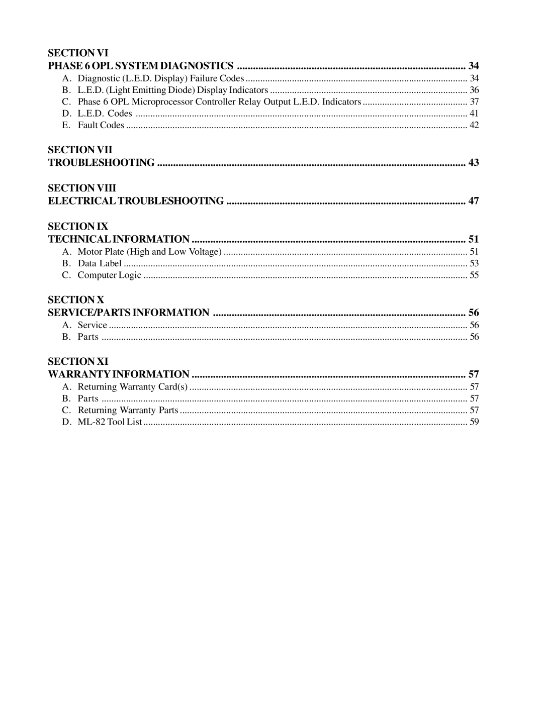 ADC ML-82 service manual Section SERVICE/PARTS Information 