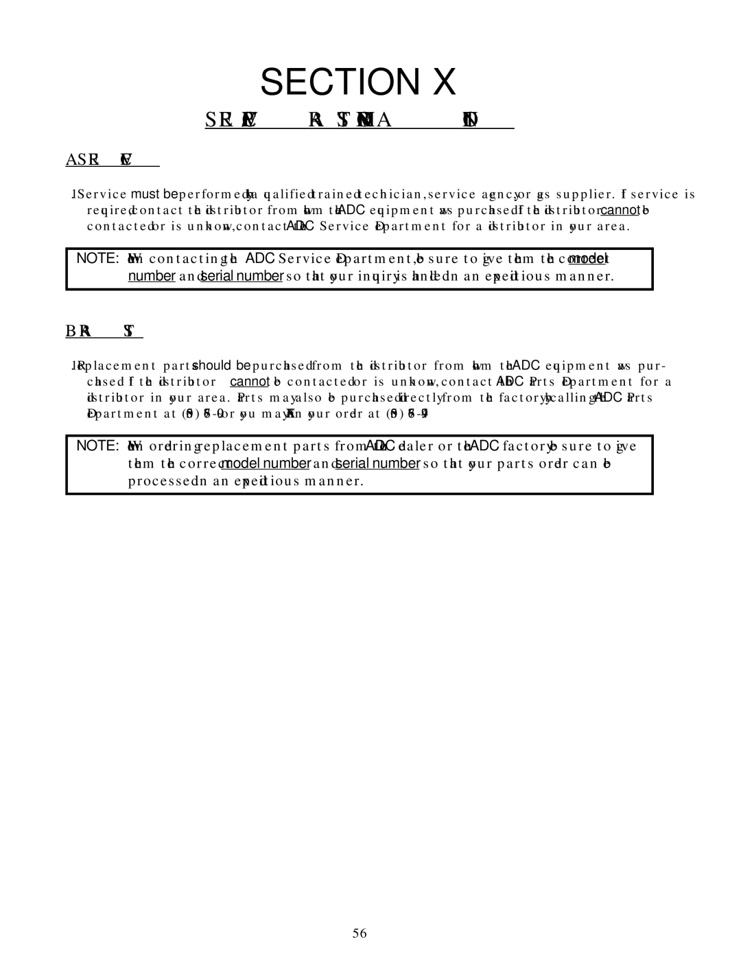 ADC ML-82 service manual SERVICE/PARTS Information, Service, Parts 