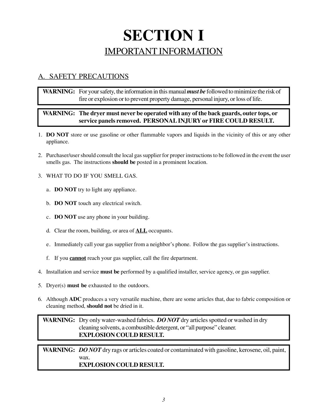 ADC ML-82 service manual Important Information, Safety Precautions 