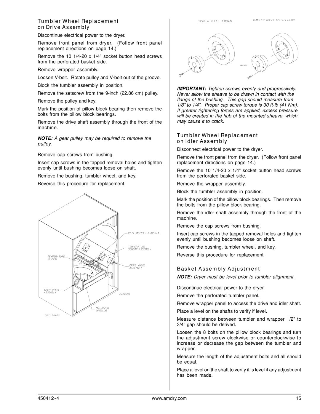 ADC ML-122, ML-96 service manual Tumbler Wheel Replacement on Drive Assembly, Tumbler Wheel Replacement on Idler Assembly 