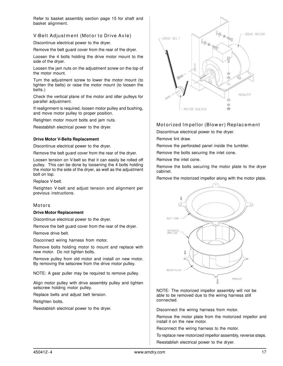 ADC ML-122 Belt Adjustment Motor to Drive Axle, Motorized Impellor Blower Replacement, Motors, Drive Motor Replacement 