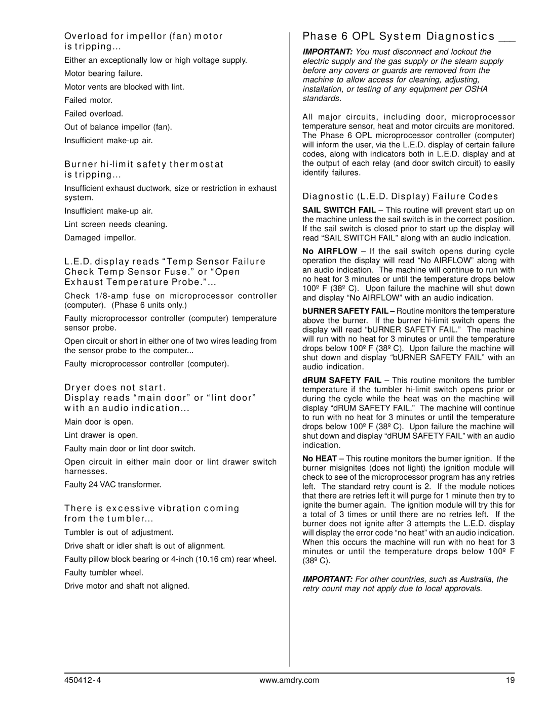 ADC ML-122, ML-96 service manual Phase 6 OPL System Diagnostics, Overload for impellor fan motor Is tripping 