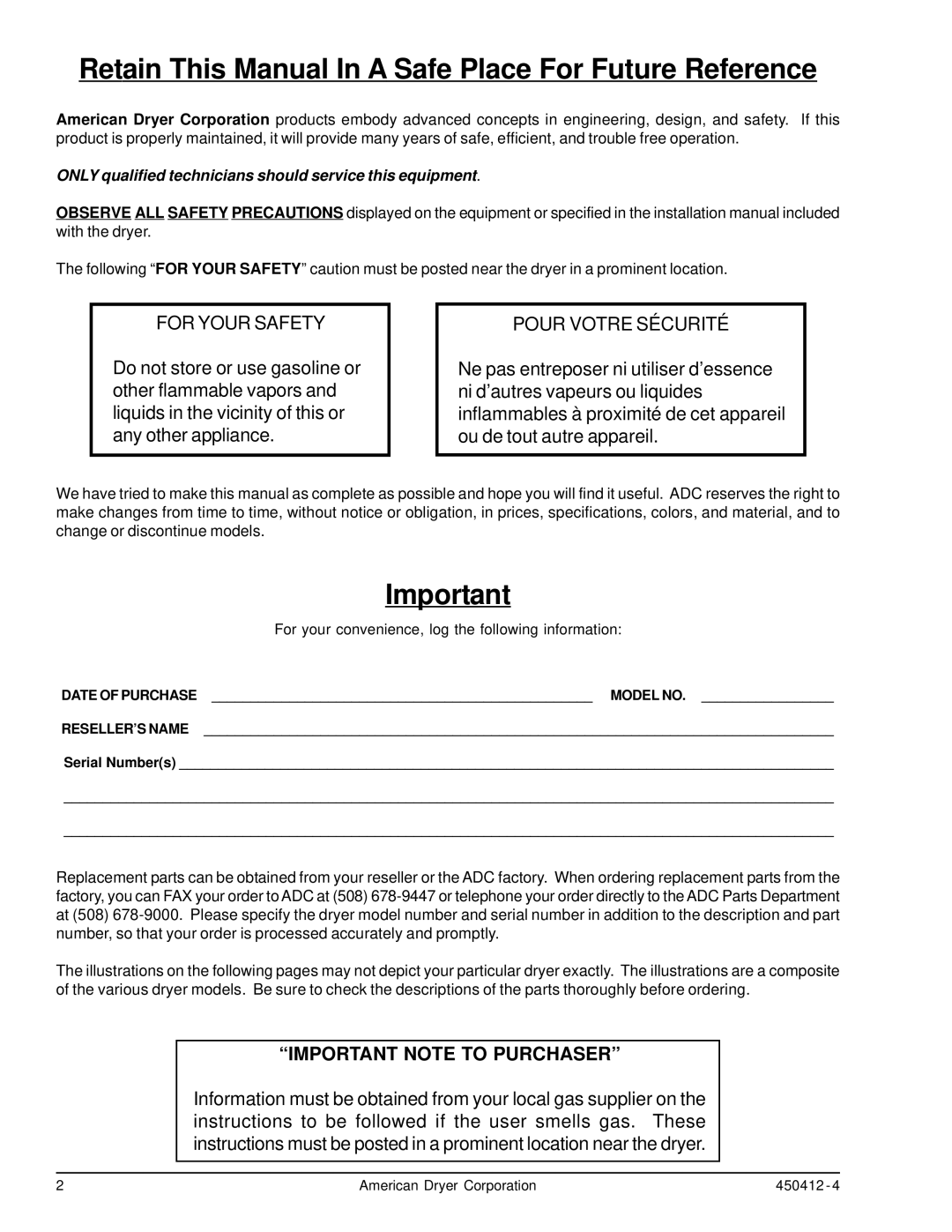 ADC ML-96, ML-122 service manual Model no, Serial Numbers 