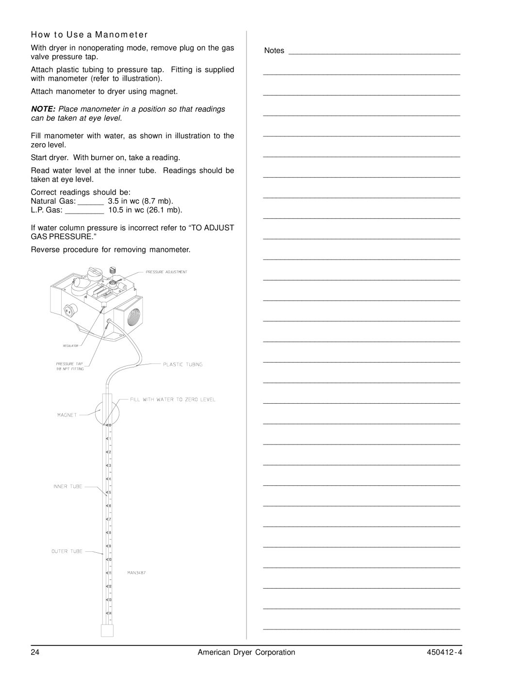 ADC ML-96, ML-122 service manual How to Use a Manometer 