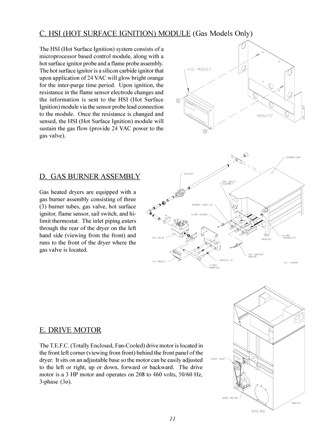 ADC ML-96 service manual HSI HOT Surface Ignition Module Gas Models Only, GAS Burner Assembly, Drive Motor 