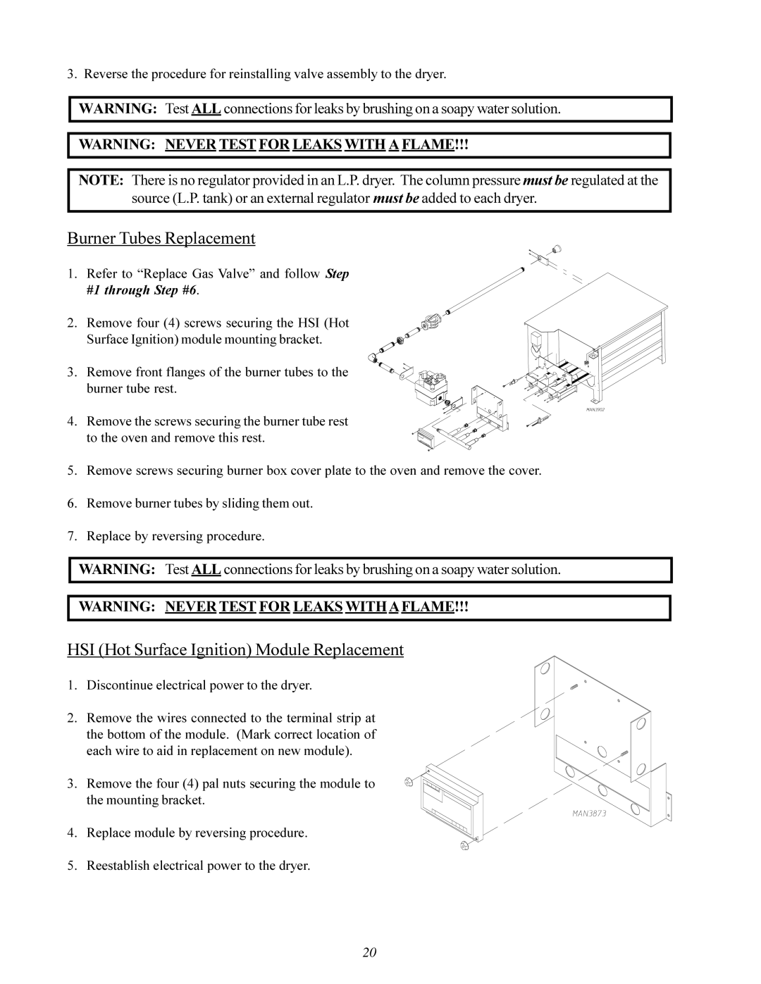 ADC ML-96 service manual Burner Tubes Replacement, HSI Hot Surface Ignition Module Replacement 