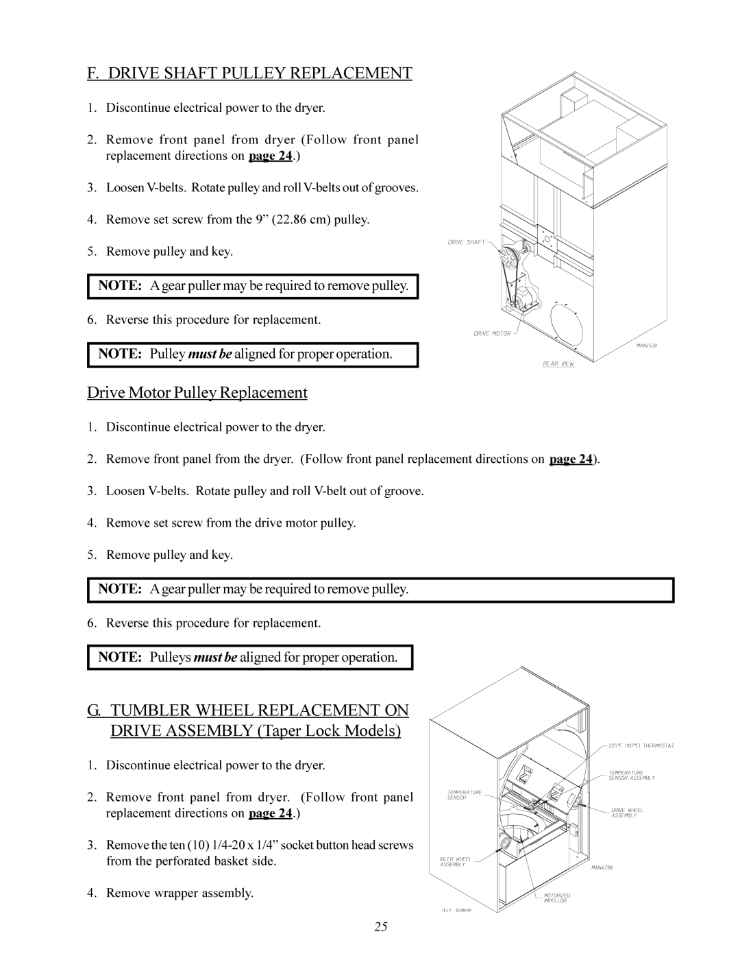 ADC ML-96 service manual Drive Shaft Pulley Replacement, Drive Motor Pulley Replacement 