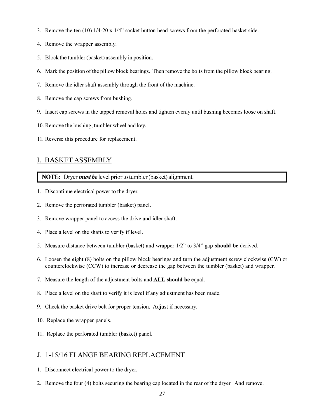 ADC ML-96 service manual Basket Assembly, 15/16 Flange Bearing Replacement 