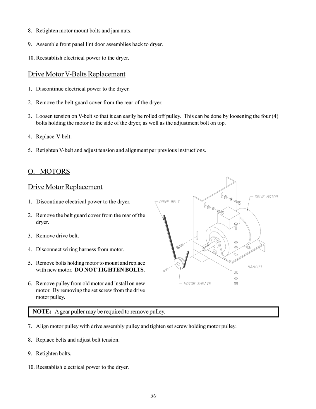 ADC ML-96 service manual Drive Motor V-Belts Replacement, Motors, Drive Motor Replacement 