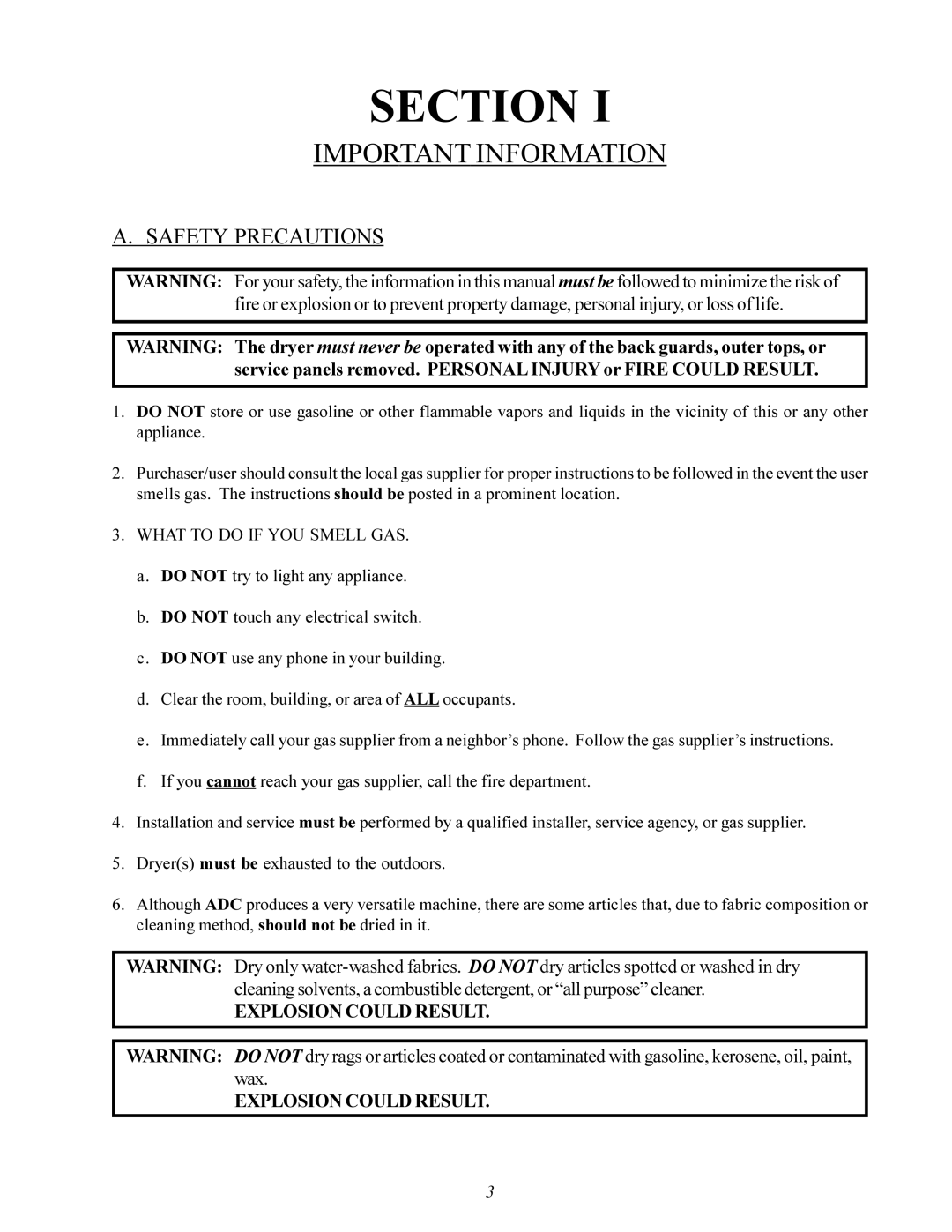 ADC ML-96 service manual Important Information, Safety Precautions 