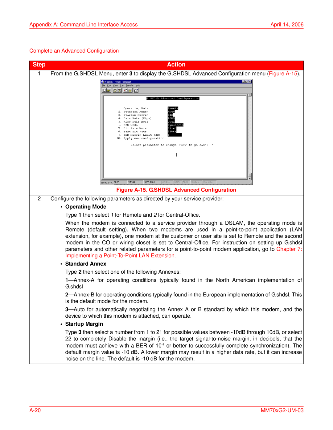 ADC MM702G2, MM701G2 user manual Noise on the line. The default is -10 dB for the modem 