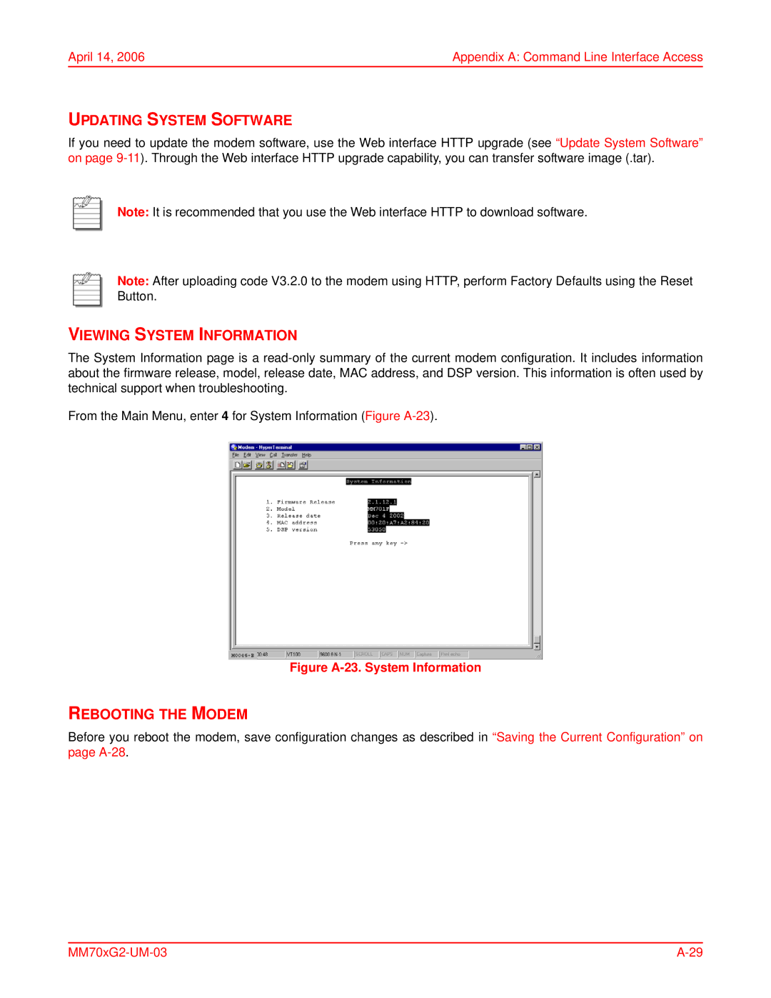 ADC MM701G2, MM702G2 user manual Updating System Software, Viewing System Information 